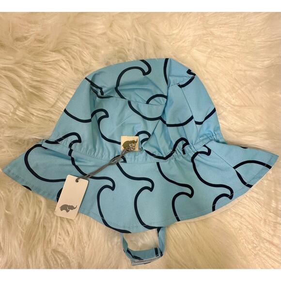 NWT Monica + Andy Toddler Size Large Sun Hat Ocean Waves on Blue - Picture 1 of 7